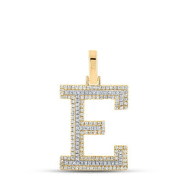 10kt Two - tone Gold Men's Round Diamond E Initial Letter Pendant - 1/2 Cttw - Splendid Jewellery