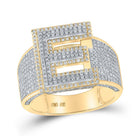 10kt Two - tone Gold Mens Round Diamond E Initial Letter Ring 1 - 1/5 Cttw - Splendid Jewellery
