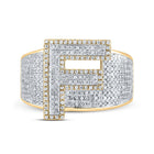 10kt Two-tone Gold Mens Round Diamond F Initial Letter Ring 1 Cttw - Alternate view 4 from Splendid Jewellery