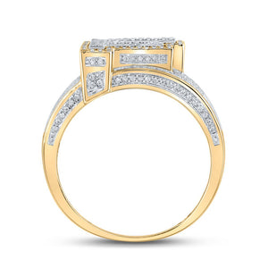 10kt Two - tone Gold Mens Round Diamond F Initial Letter Ring 1 Cttw - Splendid Jewellery