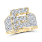 10kt Two - tone Gold Mens Round Diamond F Initial Letter Ring 1 Cttw - Splendid Jewellery