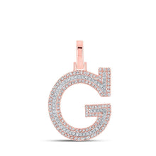 Load image into Gallery viewer, 10kt Two - tone Gold Mens Round Diamond G Initial Letter Pendant 3/8 Cttw - Splendid Jewellery