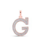 10kt Two - tone Gold Mens Round Diamond G Initial Letter Pendant 3/8 Cttw - Splendid Jewellery