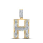 10kt Two - tone Gold Men's Round Diamond H Initial Letter Pendant 1/2 Cttw - Exquisite Diamond Charm Pendant - Splendid Jewellery