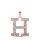 10kt Two - tone Gold Men's Round Diamond H Initial Letter Pendant 5/8 Cttw - A Dazzling Statement of Style - Splendid Jewellery