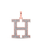 10kt Two - tone Gold Men's Round Diamond H Initial Letter Pendant 5/8 Cttw - A Dazzling Statement of Style - Splendid Jewellery