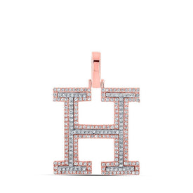 10kt Two - tone Gold Men's Round Diamond H Initial Letter Pendant 5/8 Cttw - A Dazzling Statement of Style - Splendid Jewellery