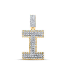 Load image into Gallery viewer, 10kt Two - tone Gold Men's Round Diamond I Initial Letter Pendant 1/2 Cttw | Splendid Jewellery - Splendid Jewellery