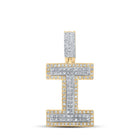 10kt Two - tone Gold Men's Round Diamond I Initial Letter Pendant 1/2 Cttw | Splendid Jewellery - Splendid Jewellery