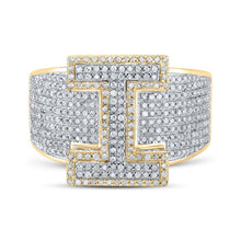 Load image into Gallery viewer, 10kt Two - tone Gold Mens Round Diamond I Initial Letter Ring - 1 - 1/5 Cttw: A Dazzling Statement of Individuality - Splendid Jewellery