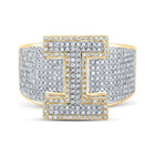 10kt Two - tone Gold Mens Round Diamond I Initial Letter Ring - 1 - 1/5 Cttw: A Dazzling Statement of Individuality - Splendid Jewellery