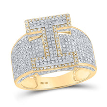 Load image into Gallery viewer, 10kt Two-tone Gold Mens Round Diamond I Initial Letter Ring - 1-1/5 Cttw: A Dazzling Statement of Individuality - Alternate view 1 from Splendid Jewellery