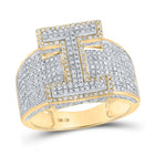 10kt Two-tone Gold Mens Round Diamond I Initial Letter Ring - 1-1/5 Cttw: A Dazzling Statement of Individuality - Alternate view 1 from Splendid Jewellery