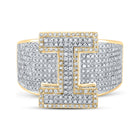 10kt Two-tone Gold Mens Round Diamond I Initial Letter Ring - 1-1/5 Cttw: A Dazzling Statement of Individuality - Alternate view 4 from Splendid Jewellery