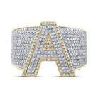 10kt Two - tone Gold Men's Round Diamond Initial A Letter Ring - 1 - 1/4 Cttw - Splendid Jewellery
