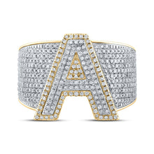 Load image into Gallery viewer, 10kt Two - tone Gold Men's Round Diamond Initial A Letter Ring - 1 - 1/4 Cttw - Splendid Jewellery