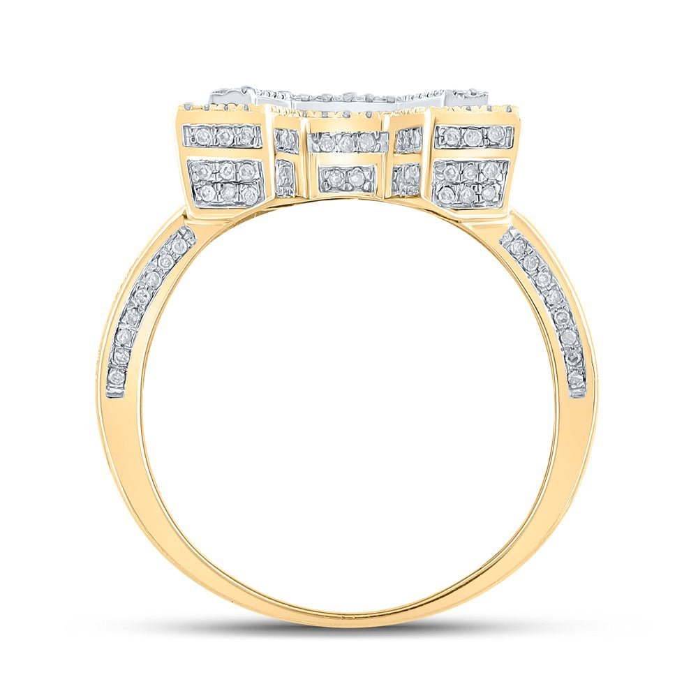 10kt Two - tone Gold Men's Round Diamond Initial A Letter Ring - 1 - 1/4 Cttw - Splendid Jewellery