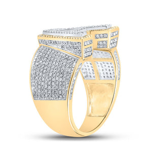 10kt Two - tone Gold Men's Round Diamond Initial A Letter Ring - 1 - 1/4 Cttw - Splendid Jewellery