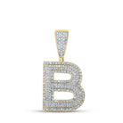 10kt Two - tone Gold Mens Round Diamond Initial B Letter Charm Pendant 1 Cttw - Splendid Jewellery