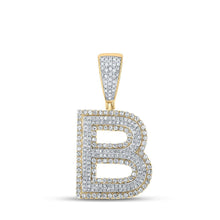 Load image into Gallery viewer, 10kt Two - tone Gold Mens Round Diamond Initial B Letter Charm Pendant 1 Cttw - Splendid Jewellery