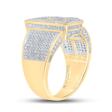 Load image into Gallery viewer, 10kt Two-tone Gold Men&#39;s Round Diamond Initial B Letter Ring 1-1/5 Cttw | Splendid Jewellery - Alternate view 3 from Splendid Jewellery