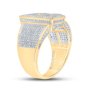 10kt Two - tone Gold Men's Round Diamond Initial B Letter Ring 1 - 1/5 Cttw | Splendid Jewellery - Splendid Jewellery