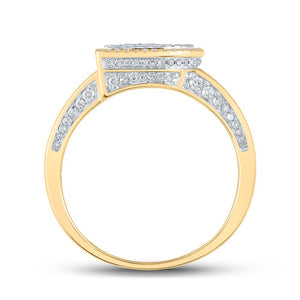 10kt Two - tone Gold Men's Round Diamond Initial B Letter Ring 1 - 1/5 Cttw | Splendid Jewellery - Splendid Jewellery