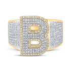10kt Two - tone Gold Men's Round Diamond Initial B Letter Ring 1 - 1/5 Cttw | Splendid Jewellery - Splendid Jewellery