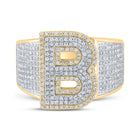 10kt Two-tone Gold Men's Round Diamond Initial B Letter Ring 1-1/5 Cttw | Splendid Jewellery - Alternate view 4 from Splendid Jewellery