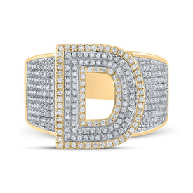 10kt Two-tone Gold Men's Round Diamond Initial D Letter Ring 1 Cttw | Splendid Jewellery - Alternate view 4 from Splendid Jewellery