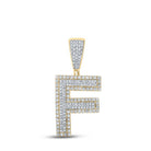 10kt Two - tone Gold Men's Round Diamond Initial F Letter Charm Pendant - 3/4 Cttw | Splendid Jewellery - Splendid Jewellery