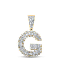 Load image into Gallery viewer, 10kt Two - tone Gold Men's Round Diamond Initial G Letter Charm Pendant 7/8 Cttw - A Dazzling Expression of Personal Style - Splendid Jewellery
