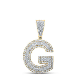 10kt Two - tone Gold Men's Round Diamond Initial G Letter Charm Pendant 7/8 Cttw - A Dazzling Expression of Personal Style - Splendid Jewellery