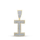 10kt Two - tone Gold Men's Round Diamond Initial I Letter Charm Pendant - 1/2 Cttw - Splendid Jewellery