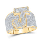 10kt Two-tone Gold Mens Round Diamond Initial J Letter Ring 1-1/5 Cttw - Alternate view 1 from Splendid Jewellery