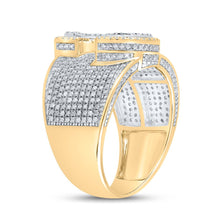 Load image into Gallery viewer, 10kt Two-tone Gold Mens Round Diamond Initial J Letter Ring 1-1/5 Cttw - Alternate view 3 from Splendid Jewellery