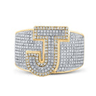 10kt Two - tone Gold Mens Round Diamond Initial J Letter Ring 1 - 1/5 Cttw - Splendid Jewellery