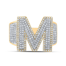Load image into Gallery viewer, 10kt Two-tone Gold Men&#39;s Round Diamond Initial M Letter Ring 1-1/5 Cttw - A Dazzling Statement of Personalized Elegance - Alternate view 4 from Splendid Jewellery