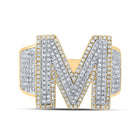 10kt Two-tone Gold Men's Round Diamond Initial M Letter Ring 1-1/5 Cttw - A Dazzling Statement of Personalized Elegance - Alternate view 4 from Splendid Jewellery
