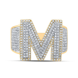 10kt Two-tone Gold Men's Round Diamond Initial M Letter Ring 1-1/5 Cttw - A Dazzling Statement of Personalized Elegance - Alternate view 4 from Splendid Jewellery