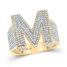 10kt Two - tone Gold Men's Round Diamond Initial M Letter Ring 1 - 1/5 Cttw - A Dazzling Statement of Personalized Elegance - Splendid Jewellery