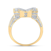 Load image into Gallery viewer, 10kt Two-tone Gold Men&#39;s Round Diamond Initial M Letter Ring 1-1/5 Cttw - A Dazzling Statement of Personalized Elegance - Alternate view 2 from Splendid Jewellery