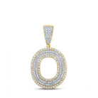 10kt Two - tone Gold Men's Round Diamond Initial O Letter Charm Pendant 7/8 Cttw - Exquisite Diamond Accent Pendant for Men - Splendid Jewellery