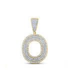 10kt Two - tone Gold Men's Round Diamond Initial O Letter Charm Pendant 7/8 Cttw - Exquisite Diamond Accent Pendant for Men - Splendid Jewellery