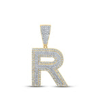 10kt Two - tone Gold Men's Round Diamond Initial R Letter Charm Pendant 1 Cttw | Splendid Jewellery - Splendid Jewellery