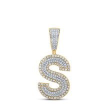 Load image into Gallery viewer, 10kt Two - tone Gold Men's Round Diamond Initial S Letter Charm Pendant 3/4 Cttw - A Dazzling Statement Piece by Splendid Jewellery - Splendid Jewellery