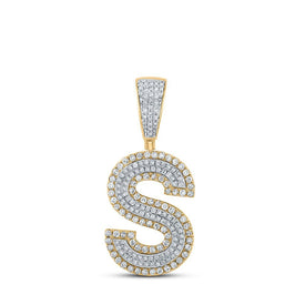 10kt Two - tone Gold Men's Round Diamond Initial S Letter Charm Pendant 3/4 Cttw - A Dazzling Statement Piece by Splendid Jewellery - Splendid Jewellery