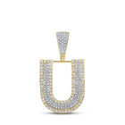 10kt Two - tone Gold Men's Round Diamond Initial U Letter Charm Pendant 3/4 Cttw | Splendid Jewellery - Splendid Jewellery