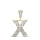 10kt Two - tone Gold Men's Round Diamond Initial X Letter Charm Pendant - 3/4 Cttw - Splendid Jewellery