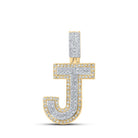 10kt Two - tone Gold Men's Round Diamond J Initial Letter Pendant 1/2 Cttw - A Dazzling Delight for Gentlemen - Splendid Jewellery